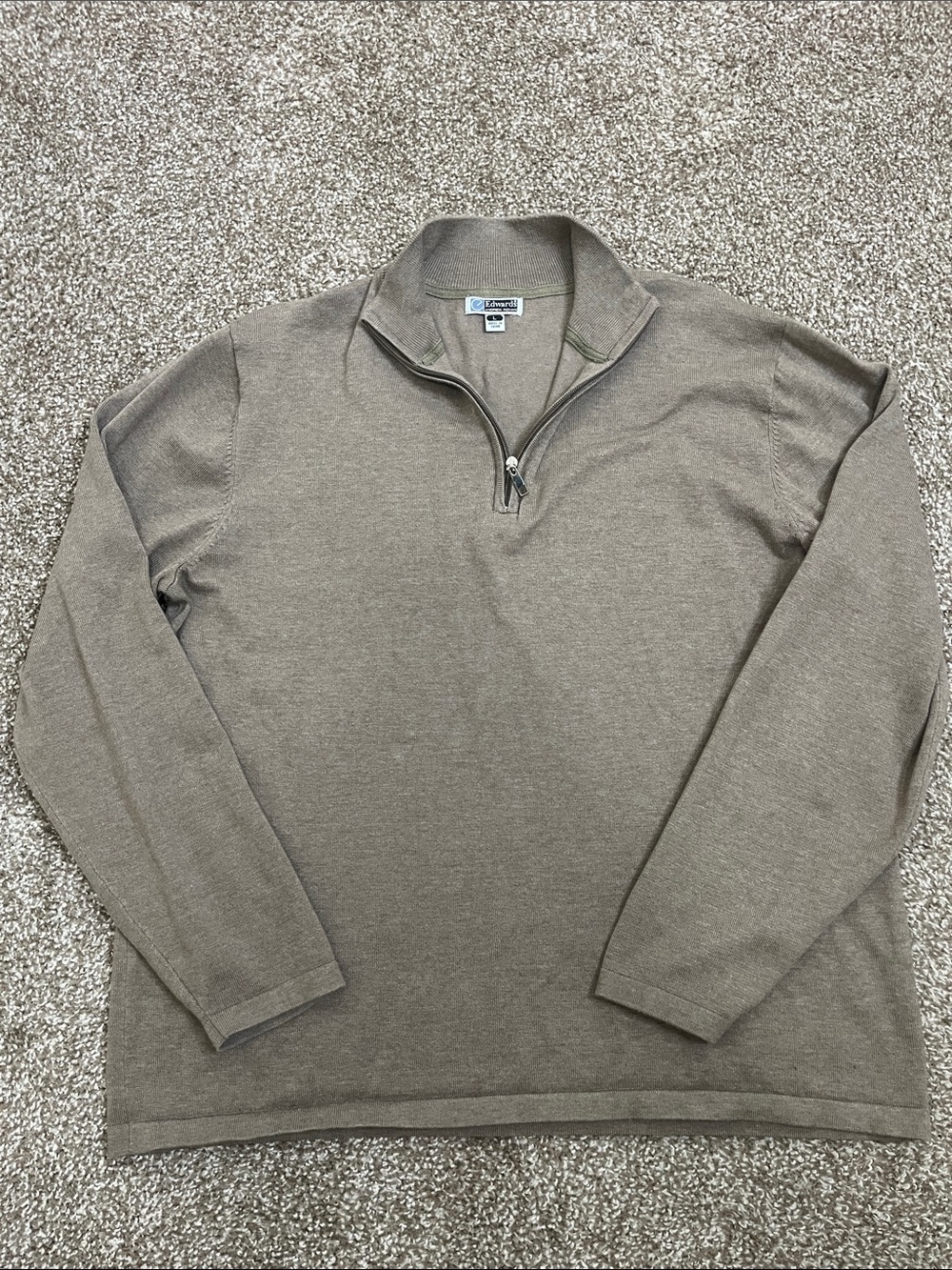 Edwards Andrew Rohan Men's Taupe Quarter-Zip Sweater